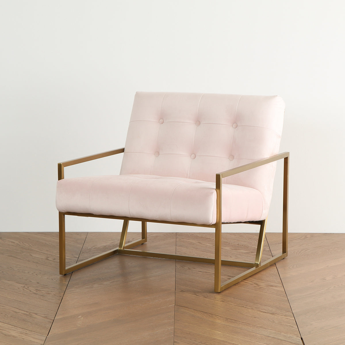 Gold Frame Velvet Lounge Chair Light_pink